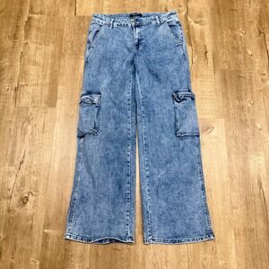 Fire & Rain Cargo Wide Leg Jeans Juniors 11 Stretch Utility Denim